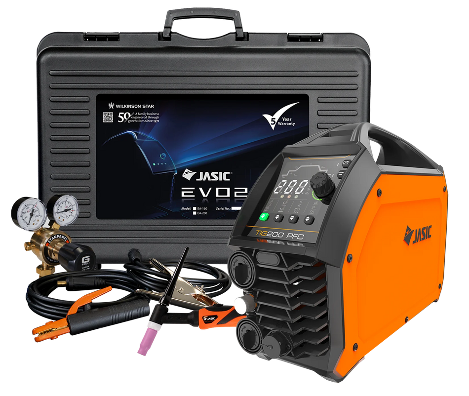 Jasic EVO TIG 200 DC PFC Inverter c/w Case & TIG Torch