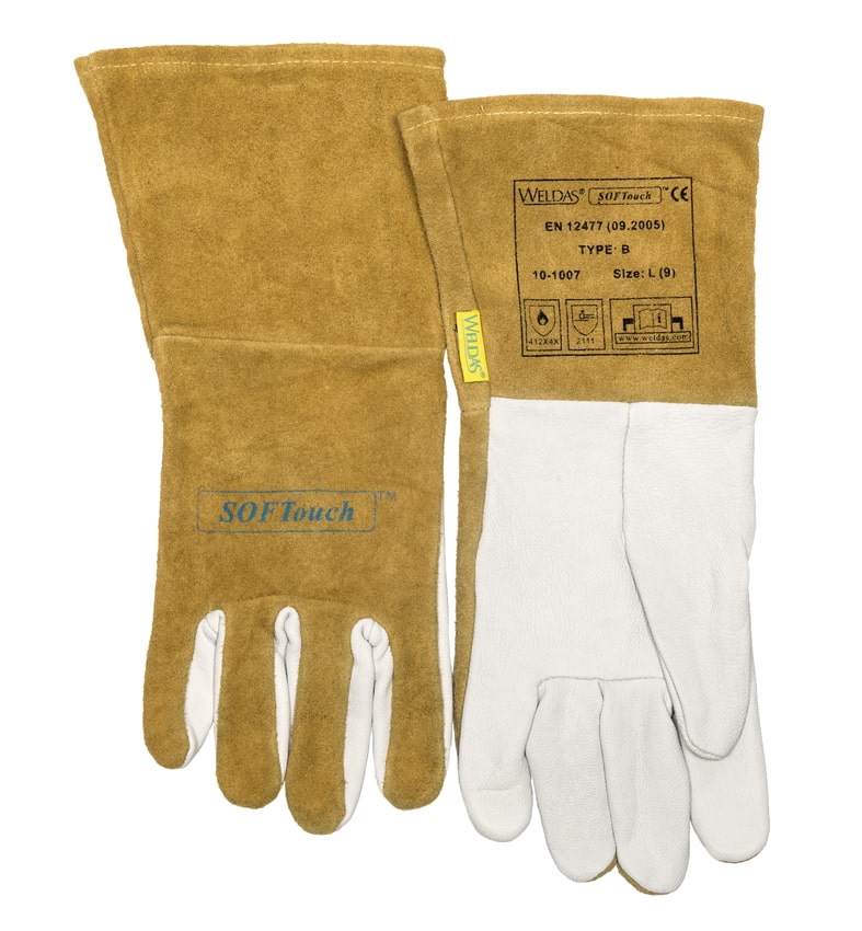 SOFTouch™ welding glove made of grain goatskin palm and split cowhide back and cuff