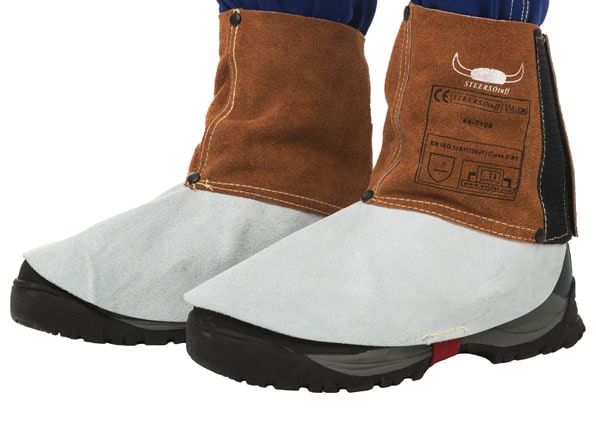 Lava Brown™ split cowleather welding spats (pair), 15 cm long