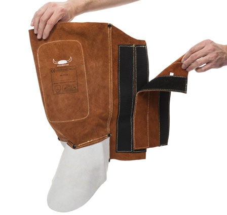 Lava Brown™ split cowleather extension for 44-7114 welding legging (pair), 15 cm wide