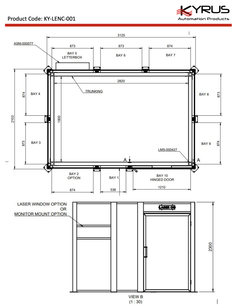 Kyrus 3m x 2m Class 4 Laser Enclosure c/w 1.2m – Advanced Welding Supplies