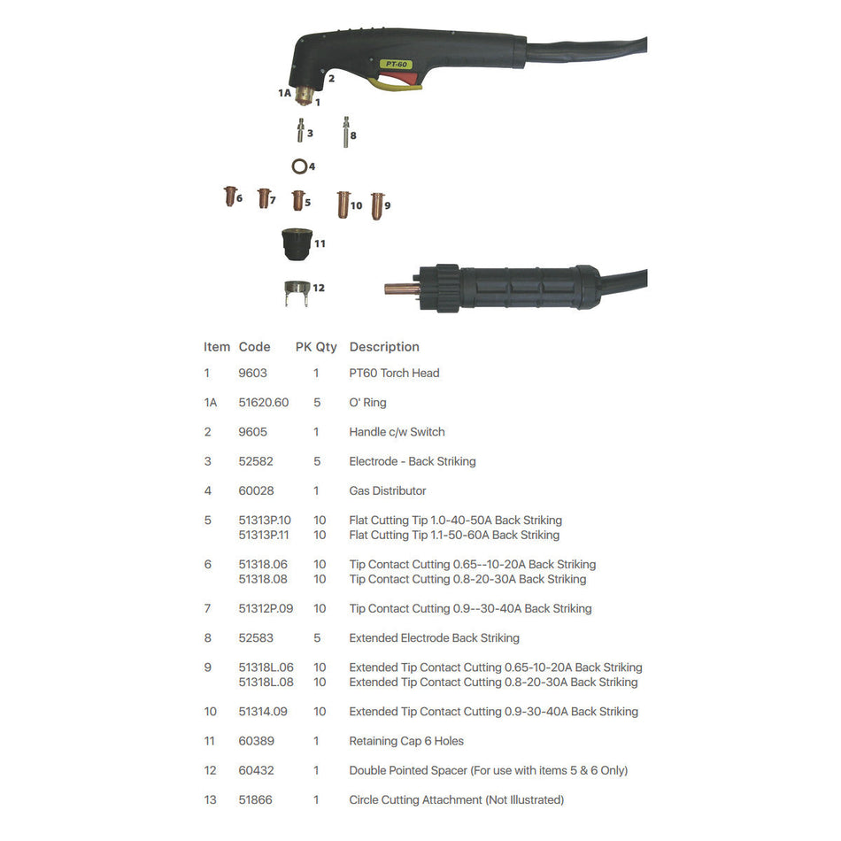 PT-60 Plasma Cutting Torch Spares
